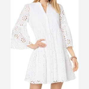 Size S Lilly Pulitzer cotton bekah dress white Elegant White Eyelet Dress